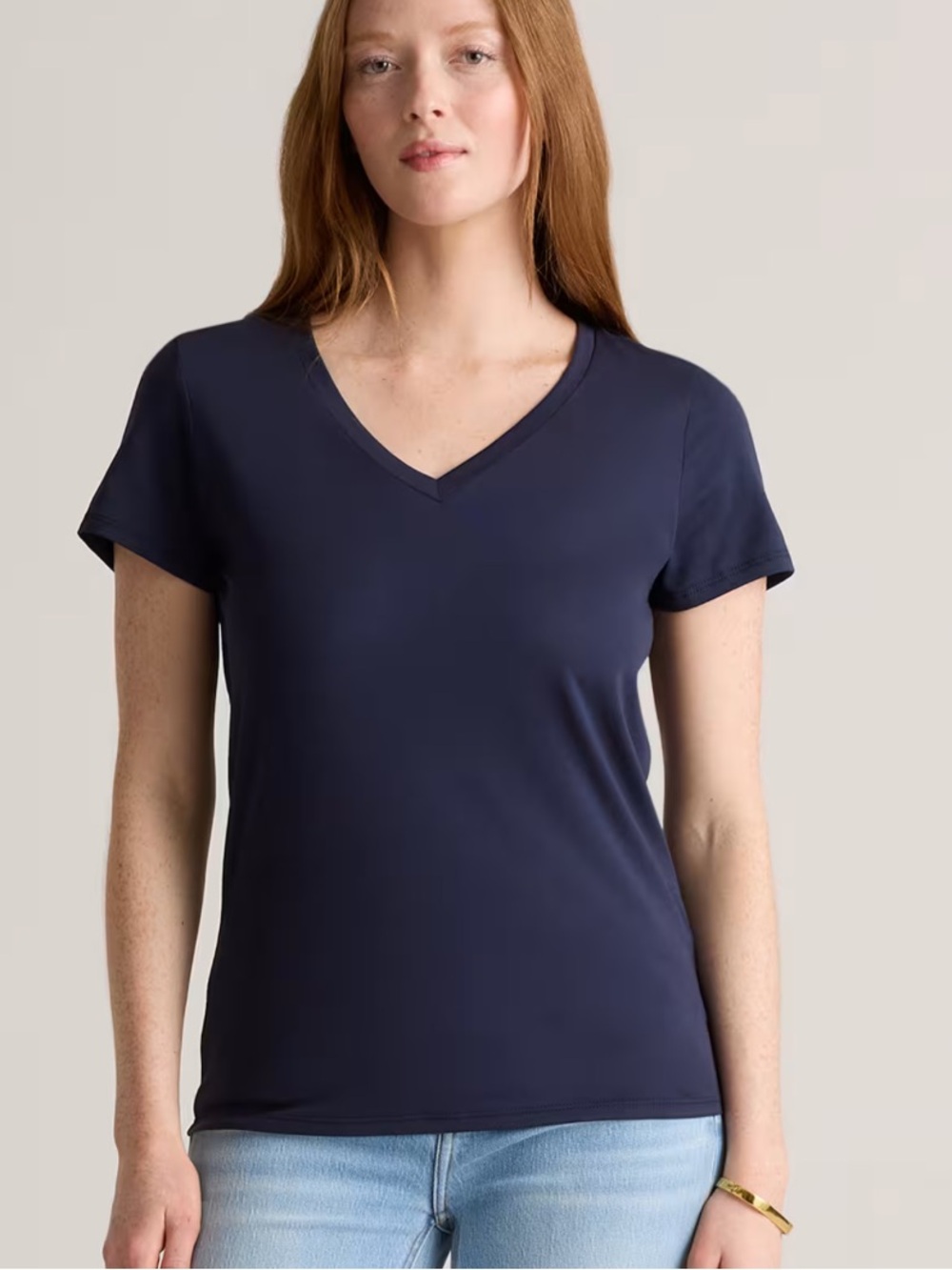 NWT Quince Cotton Modal V-Neck Tee navy extra large